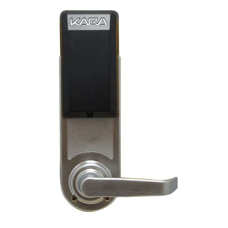 Satin chrome keyless lever lock