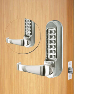 Codelocks keypad lever lock on wood door