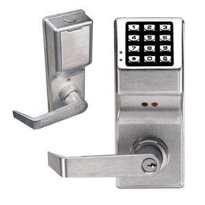 Satin chrome keypad lever lock front and back