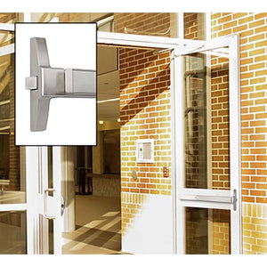 Marks M8800 Narrow Stile Exit Device on Exterior Glass Doors