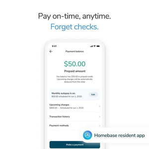 Pay on-time, anytime. Forget checks.