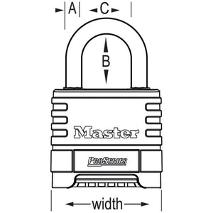 ProSeries® Brass Resettable Combination Padlock Dimension Guide, see specs
