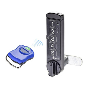 Black vertical cabinet lock and wireless keyfob