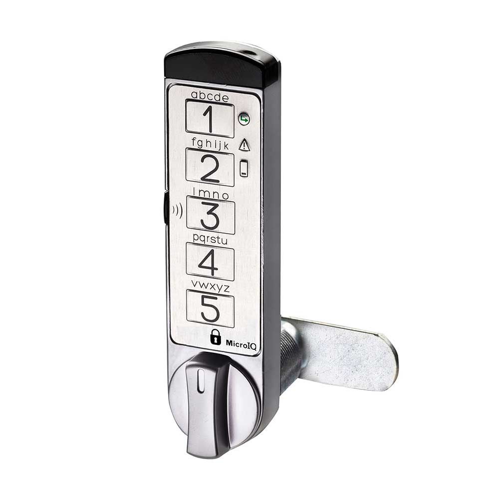 Vertical silver cabinet lock