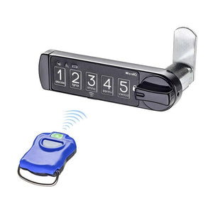 Black horizontal cabinet lock and wireless keyfob